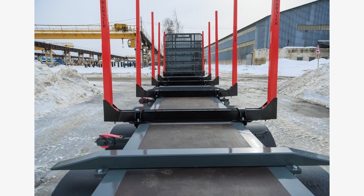 Полуприцеп-сортиментовоз BRAVER BC-310D — грузовая платформа между кониками