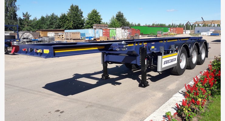 Полуприцеп-контейнеровоз STEELBEAR PK-24P-2 — передняя часть и опоры